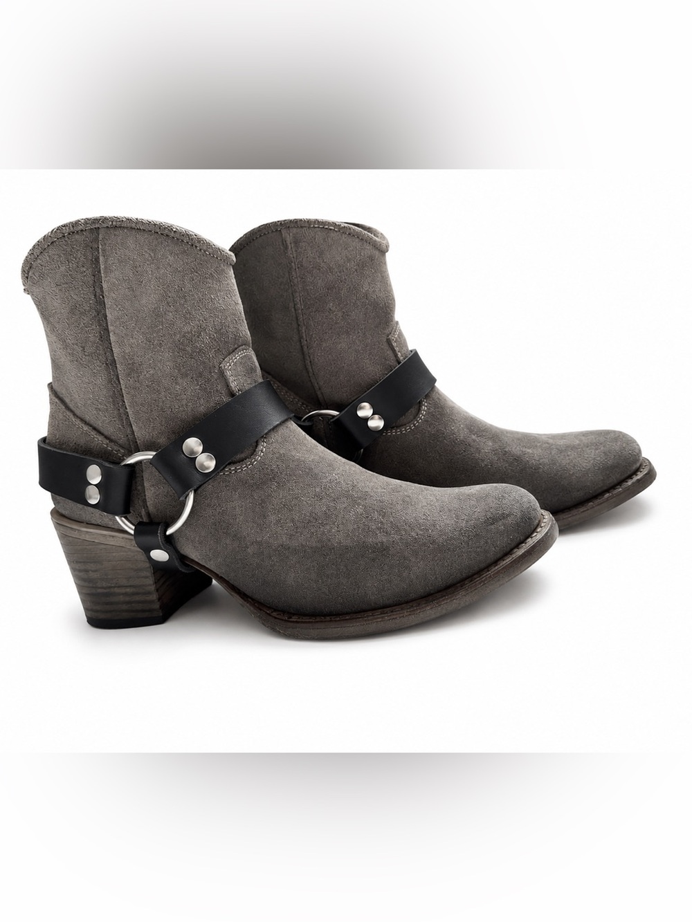 Freebird by Steven Spirit Grey Suede Harness Ankle Boots Size 8 NIB - Picture 2 of 16